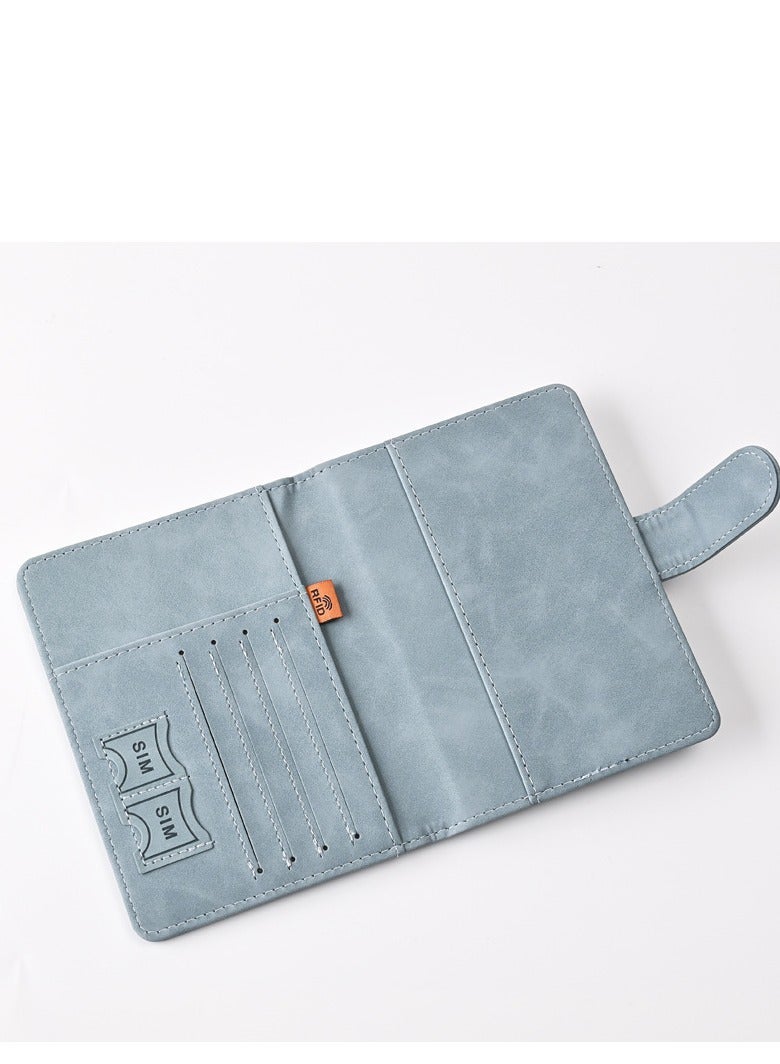 1 piece passport holder wallet protector pu leather magnetic buckle passport bag pfid anti magnetic multi card passport book multi function passport bag suitable for men and women travel accessories blue - Image 2